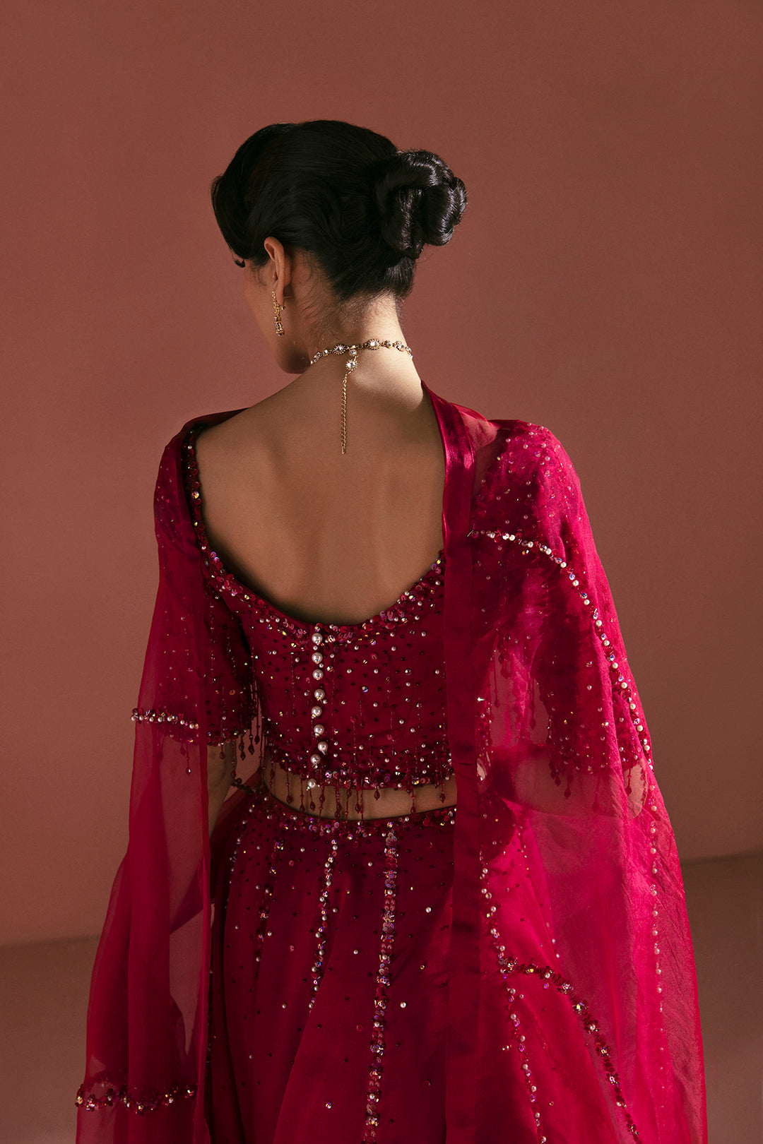 Cherry Red Ombre Lehnga Set