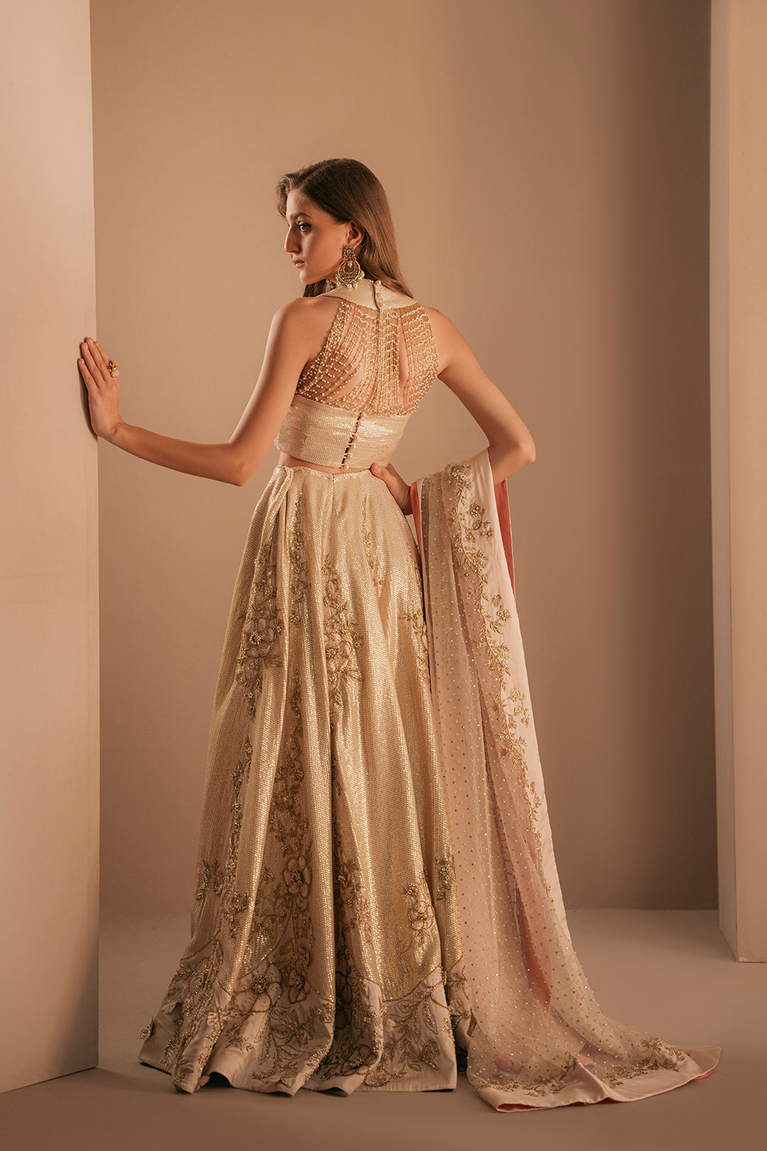 Ivory and Gold Lehnga Set